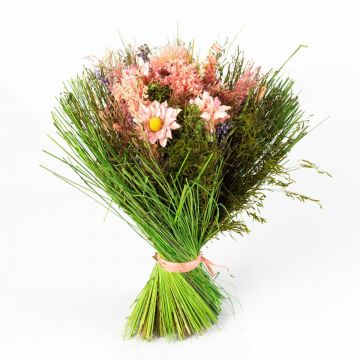 Bouquet di fiori secchi LELITA, polsino verde, rosa-viola, 35cm, Ø19cm