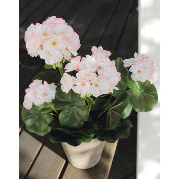 Geranio artificiale AISCHA in vaso decorativo, bianco-rosa, 35cm, Ø6-8cm