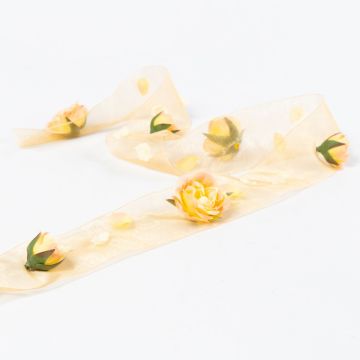 Guida da tavolo di rose finte AIDEEN, albicocca, 100x5cm