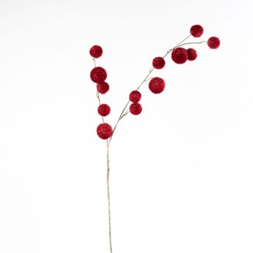 Ramo artificiale Gomphocarpus AOLANI con frutti, glitter, rosso, 100cm