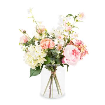 Mazzo di fiori artificiali estivi SHAMSI, rosa-bianco, 45 cm, Ø 60 cm