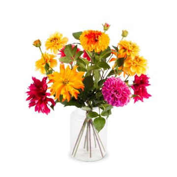 Mazzo di fiori artificiali autunnali ALINTA, arancione-rosa, 55 cm, Ø 45 cm