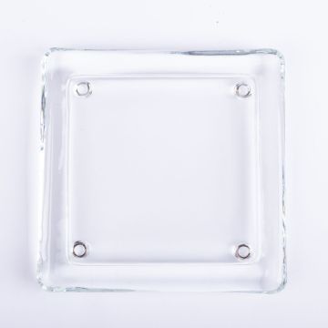 Piatto per candele quadrato in vetro VINCENTIA, trasparente, 13,6x13,6cm