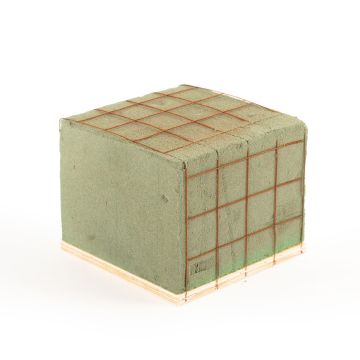 Ökodur Schiuma floreale SERLO con rete metallica, base in legno naturale, verde, 11x11x9 cm