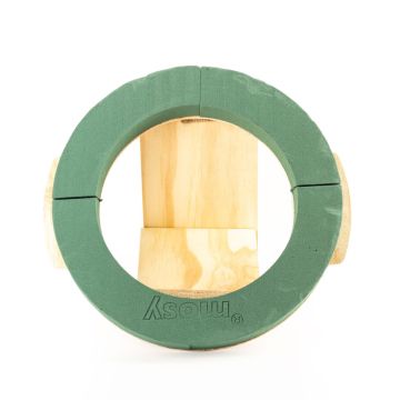 Spugna ecologica per composizioni floreali funebri ARNELLE, base in legno naturale, verde, 4,5 cm, Ø 36 cm