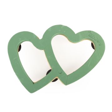 Massa modellabile Ökodur auto cuori doppi SKENADA, decorazione per matrimoni, con ventosa, base in legno naturale, verde, 43x58x5 cm