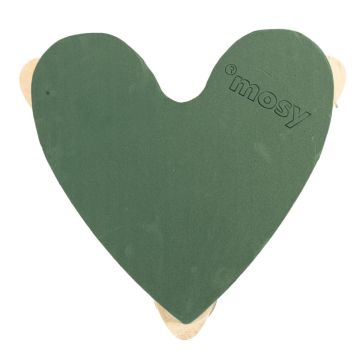 Ökodur Massa floreale auto cuore MURIANDA, decorazione per matrimoni, con ventosa, base in legno naturale, verde, 36x37x5 cm