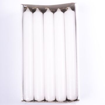 Candela da tavolo CHARLOTTE, 10 pezzi, bianco, 18,5cm, Ø2,1cm, 6,5h - Made in Germany