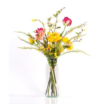 Bouquet artificiale primaverile PRIMAVERA, giallo-rosa-bianco, 75cm, Ø45cm