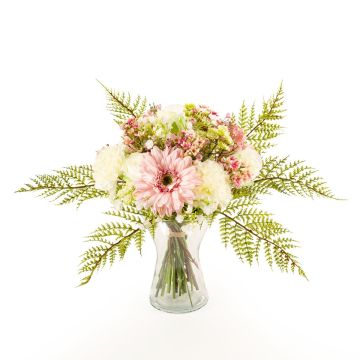 Bouquet di gerbera artificiale MALIA rosa, garofano, rosa, 40cm, Ø30cm