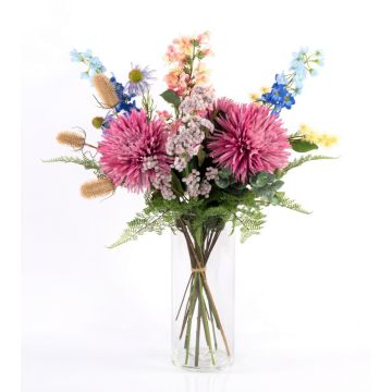 Bouquet artificiale estivo LOLANA, delphinium, rosa-blu, 80cm, Ø50cm