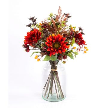 Bouquet artificiale autunnale HELENA, girasole, rosso, 50cm, Ø35cm