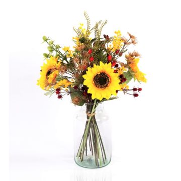 Bouquet artificiale autunnale HELENA, girasole, giallo, 50cm, Ø35cm