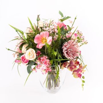 Bouquet estivo finte SANDARA, rosa-verde, 50cm, Ø50cm