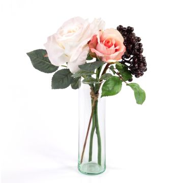 Mazzo di rose finte QUINZY, bacche, rosa, 30cm, Ø15cm