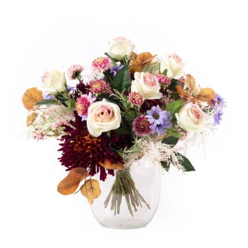 Udos Choice: Bouquet di fine estate FRINGILLA, crema-viola-rosa, 50cm, Ø55cm