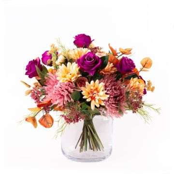 Udos Choice: Bouquet di fine estate CIRILLA, rosa-viola-arancione, 45 cm, Ø60 cm