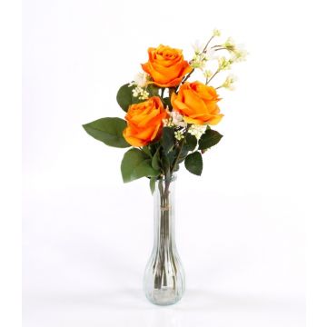 Boquet di rose finte SIMONY con accessori, arancione, 45cm, Ø20cm