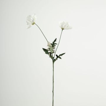 Ramo di fiori artificiali papavero GUNDULA, Eco Collection, bianco-lilla, 70 cm, Ø 7-8 cm