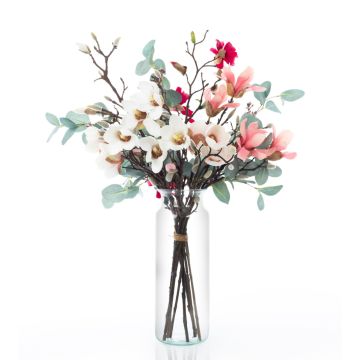 Bouquet artificiale di magnolia MERISA, bianco-rosa, 70 cm, Ø40 cm