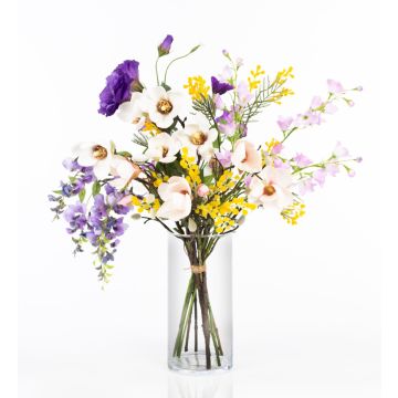 Bouquet di fiori artificiali primaverili CALISSA, giallo-viola, 60 cm, Ø40 cm