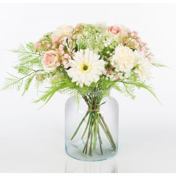 Bouquet di gerbera artificiale MALIA rosa, garofano, bianco-rosa, 50cm, Ø40cm
