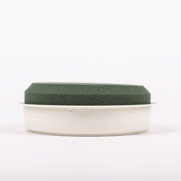 Vaso rotondo con base umida OKIDA per composizioni floreali, verde-bianco, 4,5 cm, Ø 13 cm