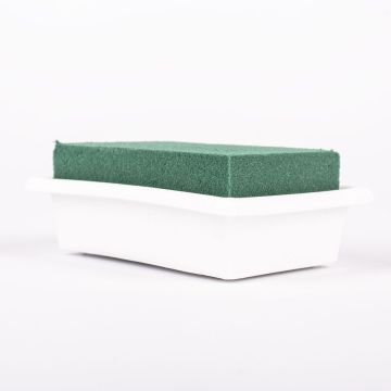 Base rettangolare per fiori freschi MOMOKO per composizioni floreali, verde-bianco, 12,5x8,5x4,5 cm