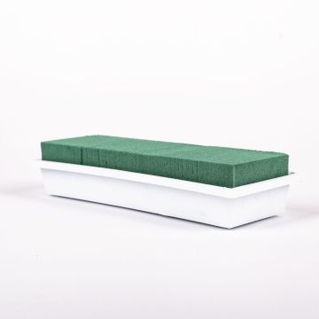 Vaso rettangolare con supporto per fiori freschi MOMOKO per composizioni floreali, verde-bianco, 24,5x9x4,5 cm