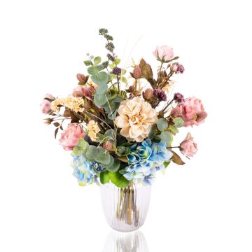 Bouquet decorativo autunnale TRIANA, blu-viola-beige, 50 cm, Ø 45 cm